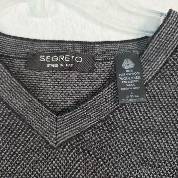 VTG 90s Segreto Sweater Men's L Made In Italy Merino Wool V Neck Y2K Skater Dad - Picture 3 of 7